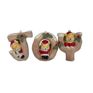 Vintage Christmas Around The World 3 Pc Joy Bear Ornament Set